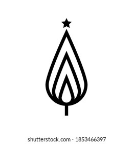 Weihnachtsbaumzeilensymbol einzeln auf weißem Hintergrund, Vektorgrafik, Base 64*64 Pixel, eps10