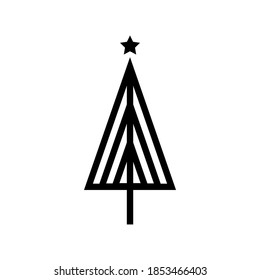  Christmas tree line icon, Isolated on white background, Vector illustration, Base 64*64 pixels, eps 10