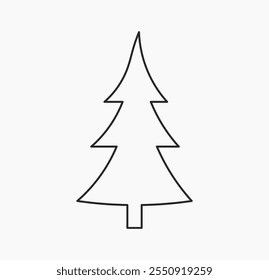 Christmas tree line icon isolated on white background. Christmas design element. Vector illustration.