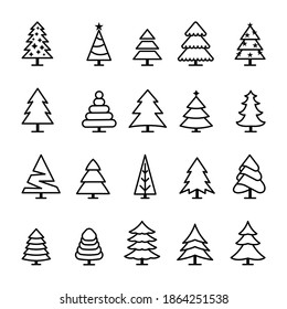 Christmas tree line icon. linear style symbols collection, isolated on a white background.