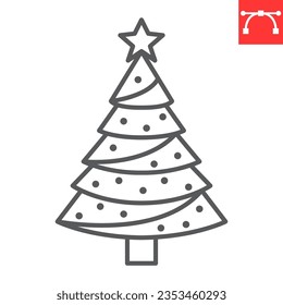 Christmas tree line icon, new year and holiday, fir vector icon, xmas wood vector graphics, editable stroke outline sign, eps 10.