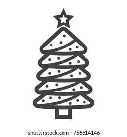 Christmas tree line icon, New year and Christmas, xmas sign vector graphics, a linear pattern on a white background, eps 10.