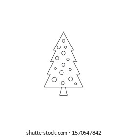 Christmas tree line icon on white background 