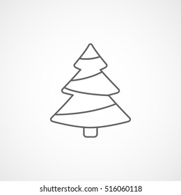 Christmas Tree Line Icon On White Background