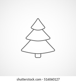 Christmas Tree Line Icon On White Background