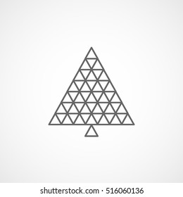 Christmas Tree Line Icon On White Background