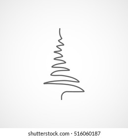 Christmas Tree Line Icon On White Background
