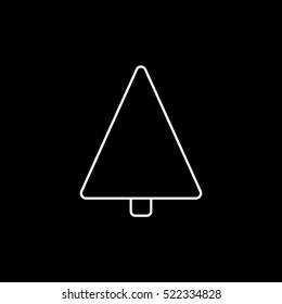 Christmas Tree Line Icon On Black Background