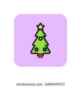 Christmas tree line icon. Spruce, fir, decoration. Winter holiday concept. Vector illustration can be used for topics like celebration, winter, season