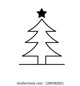 christmas tree line icon vector  isolated illustration editable