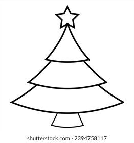 vector de icono de línea de árbol de Navidad