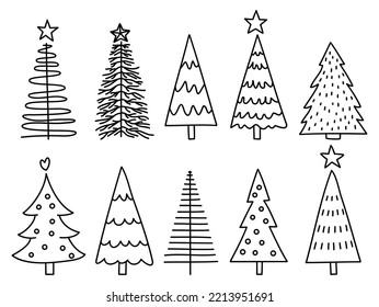 Christmas tree line illustration
