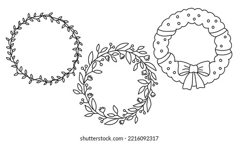 Christmas tree line illustration set, winter line art vector, christmas decoration element collection, minimalist line tree vector, tree fir clipart