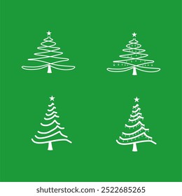 Christmas Tree , line Perfect for wallpapers, backgrounds, gift cards, winter decorations and holiday designs. Vector illustration.