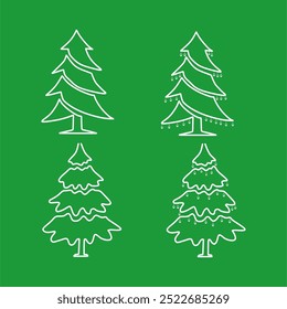 Árbol de Navidad, línea Perfecto para Fondos de pantalla, fondos, Tarjetas de regalo, decoraciones de invierno y diseños de vacaciones. Ilustración vectorial.