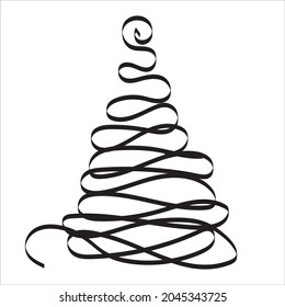 Christmas tree line vector. Continuous drawing with a single line. Minimalistic design for Christmas and New Year