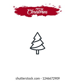 Christmas tree line vector icon