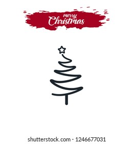 Christmas tree line vector icon