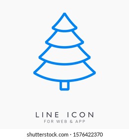 Christmas tree line vector pictogram icon. Ready for holiday design and christmas cards. Winter celebration decoration.