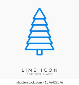 Christmas tree line vector pictogram icon. Ready for holiday design and christmas cards. Winter celebration decoration.
