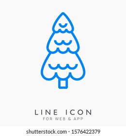 Christmas tree line vector pictogram icon. Ready for holiday design and christmas cards. Winter celebration decoration.