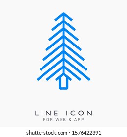 Christmas tree line vector pictogram icon. Ready for holiday design and christmas cards. Winter celebration decoration.