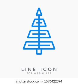 Christmas tree line vector pictogram icon. Ready for holiday design and christmas cards. Winter celebration decoration.