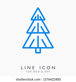 Christmas tree line vector pictogram icon. Ready for holiday design and christmas cards. Winter celebration decoration.