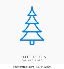 Christmas tree line vector pictogram icon. Ready for holiday design and christmas cards. Winter celebration decoration.
