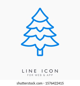 Christmas tree line vector pictogram icon. Ready for holiday design and christmas cards. Winter celebration decoration.