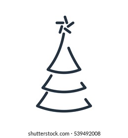 christmas tree line web icon on white background