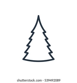 christmas tree line web icon on white background