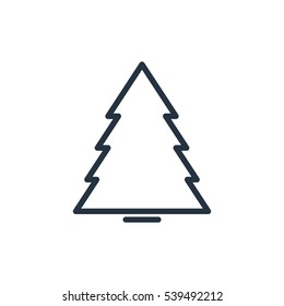 christmas tree line web icon on white background