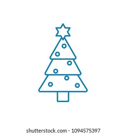 Christmas tree linear icon concept. Christmas tree line vector sign, symbol, illustration.