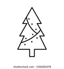 Christmas tree linear icon on white background