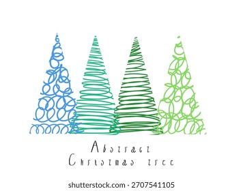 Iconos lineales del árbol de navidad fijados en un fondo blanco.