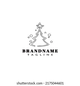 logotipo de árbol de navidad icono creativo plantilla de diseño negro ilustración de vector aislado