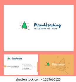 Christmas tree Logo design with Tagline & Front and Back Busienss Card Template. Vector Creative Design