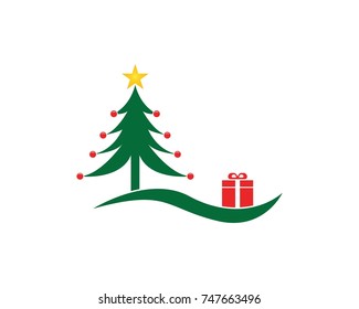 Christmas tree logo design template