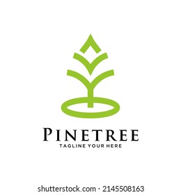 Christmas Tree Logo design vector template in linear style.