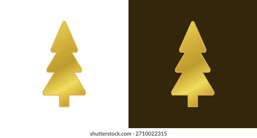 Christmas tree logo gold gradient. Gold gradient Christmas tree illustration set, decorative holiday clip art element collection. Gold Christmas tree icon collection 