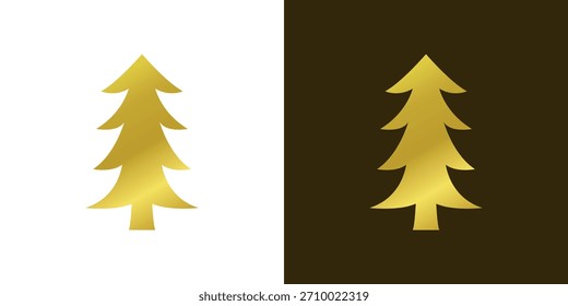 Weihnachtsbaum Logo goldene Farbverlauf. Goldener Farbverlauf Weihnachtsbaum Illustration Set, dekorative Feiertage Clip Art Element Kollektion. Gold Weihnachtsbaum-Symbol-Sammlung 
