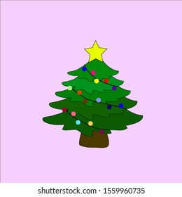 Christmas tree logo icon decorated with colorful lights