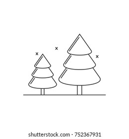 Christmas tree logo icon design concept outline, thin line, mono line