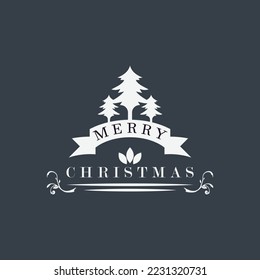Christmas tree logo icon. simple flat vintage design. great for christmas day, new year, etc.