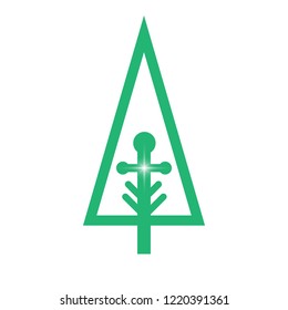  Christmas tree logo icon vector.