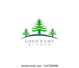 christmas tree logo template Premium Vector