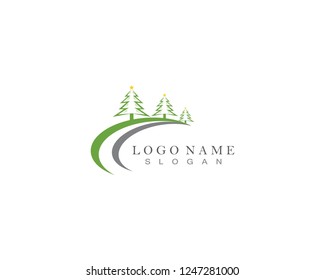 christmas tree logo template Premium Vector