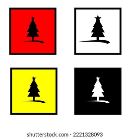 Logo de árbol de Navidad en amarillo, rojo, negro y blanco. adecuado para ropa, empresas y eventos en el día de Navidad.