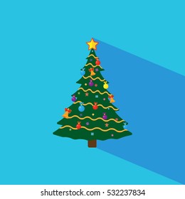 Christmas tree with long shadow.